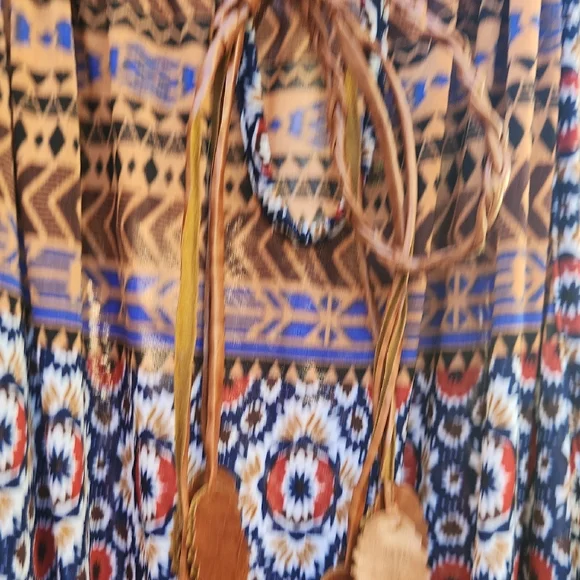 Women's Boho Printed Wide-Leg Jumpsuit - Blue Multi - Picture 3 of 11